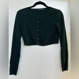 Brandy Melville Athelia Cropped Green Cardigan